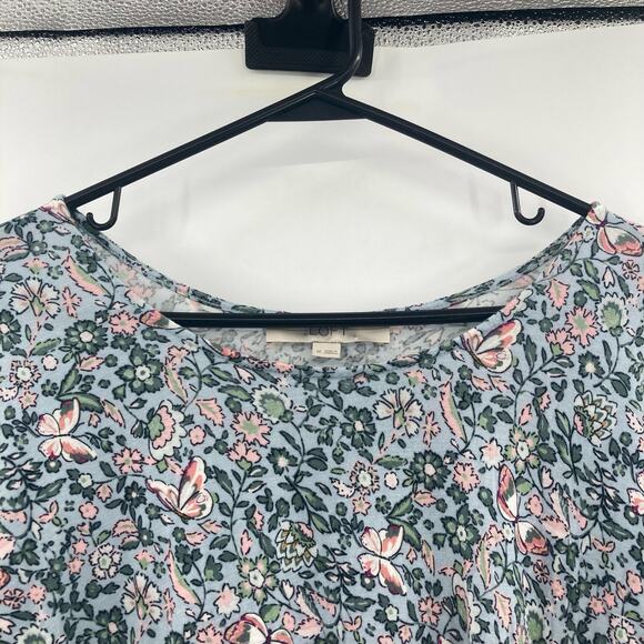 Loft Floral Butterfly Fairy Print Soft Stretchy Tee Smock Sleeves Womens Medium - Picture 3 of 8